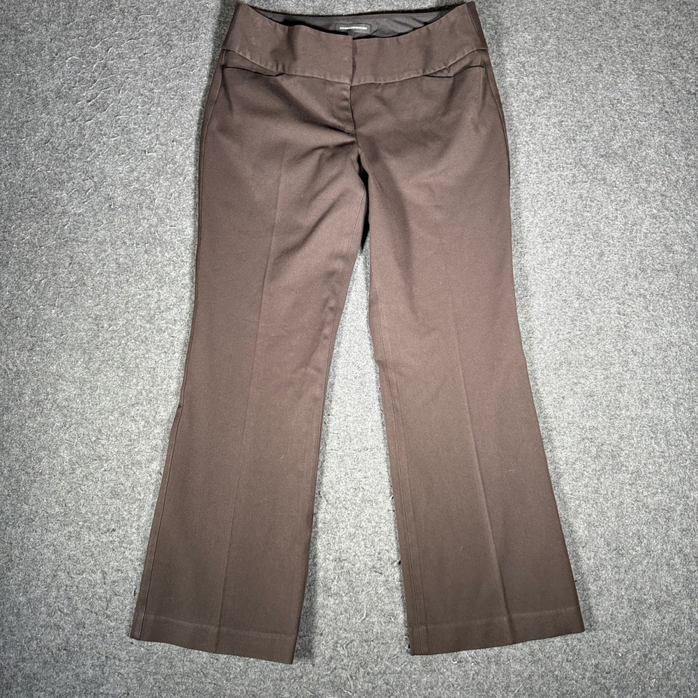 Express Design Studio Editor Brown Bootcut Dress Pants Womens 6R Flat Front Mid